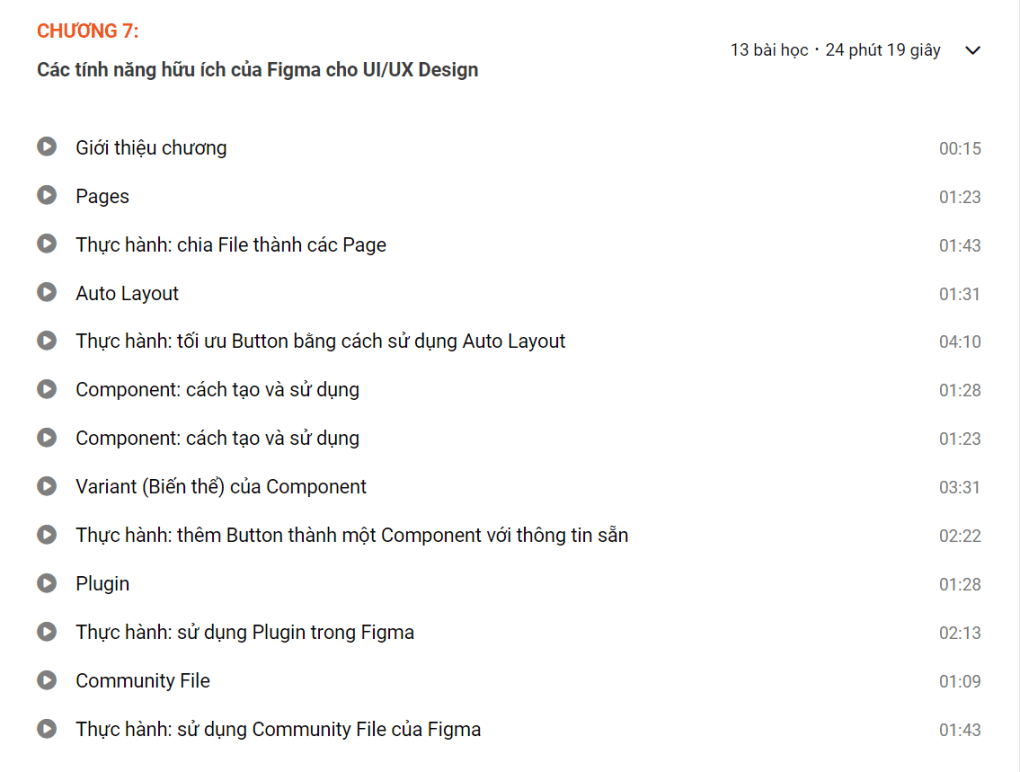 Nội dung khóa học Thiết kế giao diện Mobile App (UI) với siêu ứng dụng Figma